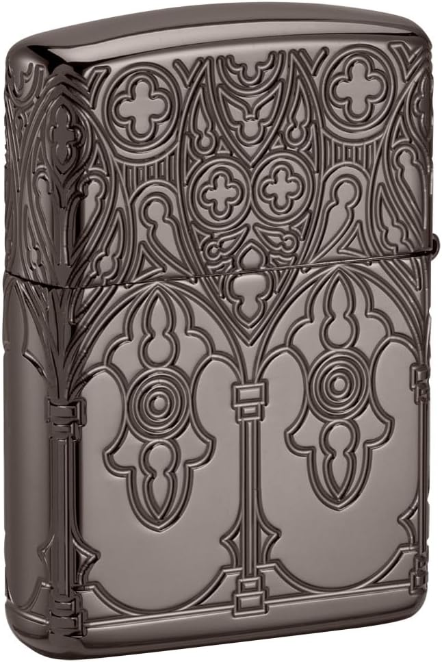 Zippo Gothic Window Design Armor® Black Ice® Pocket Lighter