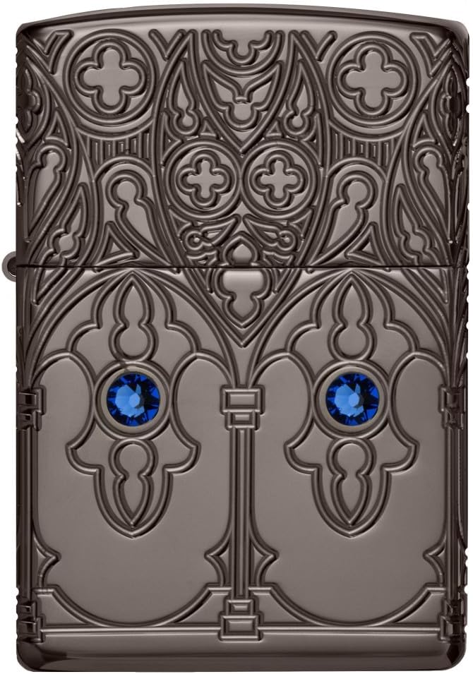 Zippo Gothic Window Design Armor® Black Ice® Pocket Lighter