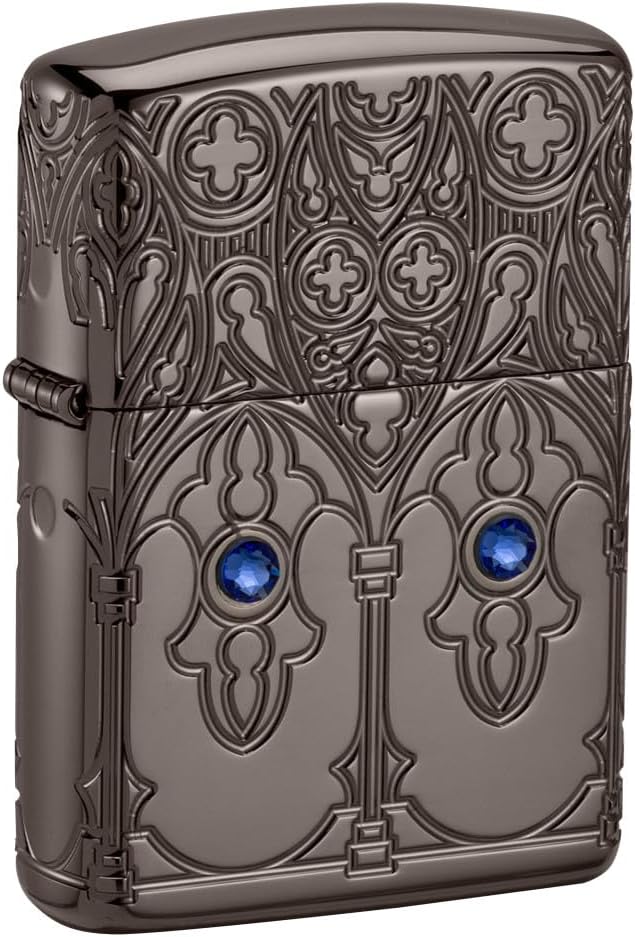 Zippo Gothic Window Design Armor® Black Ice® Pocket Lighter