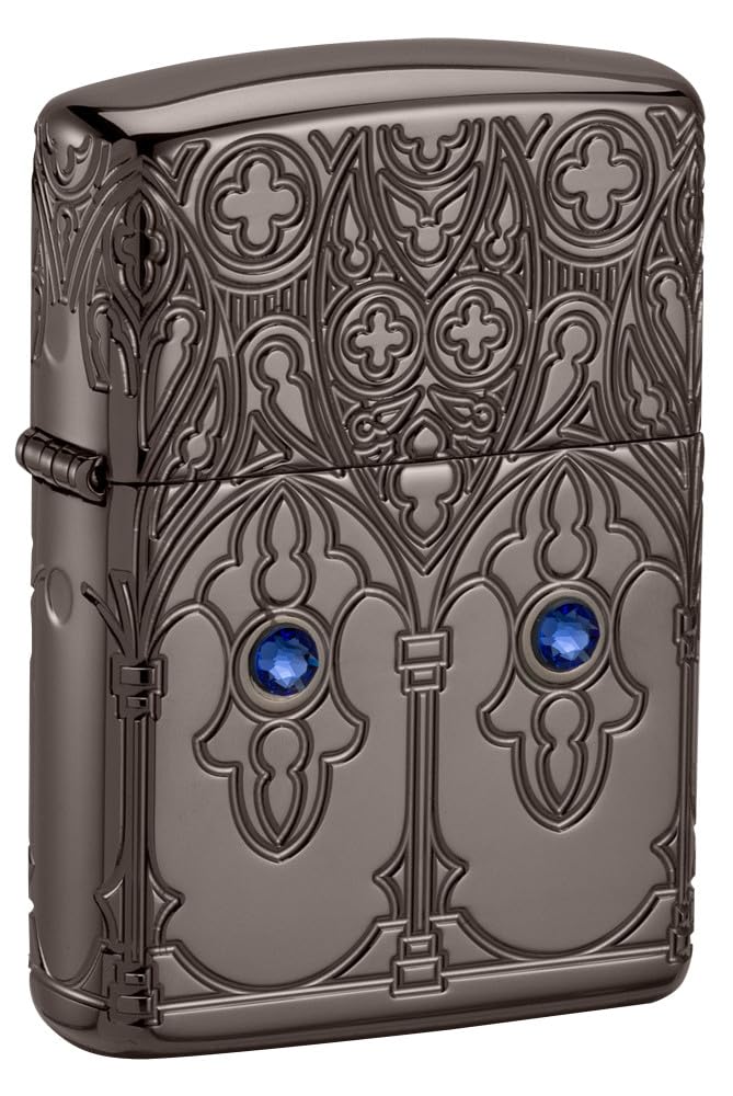 Zippo Gothic Window Design Armor® Black Ice® Pocket Lighter