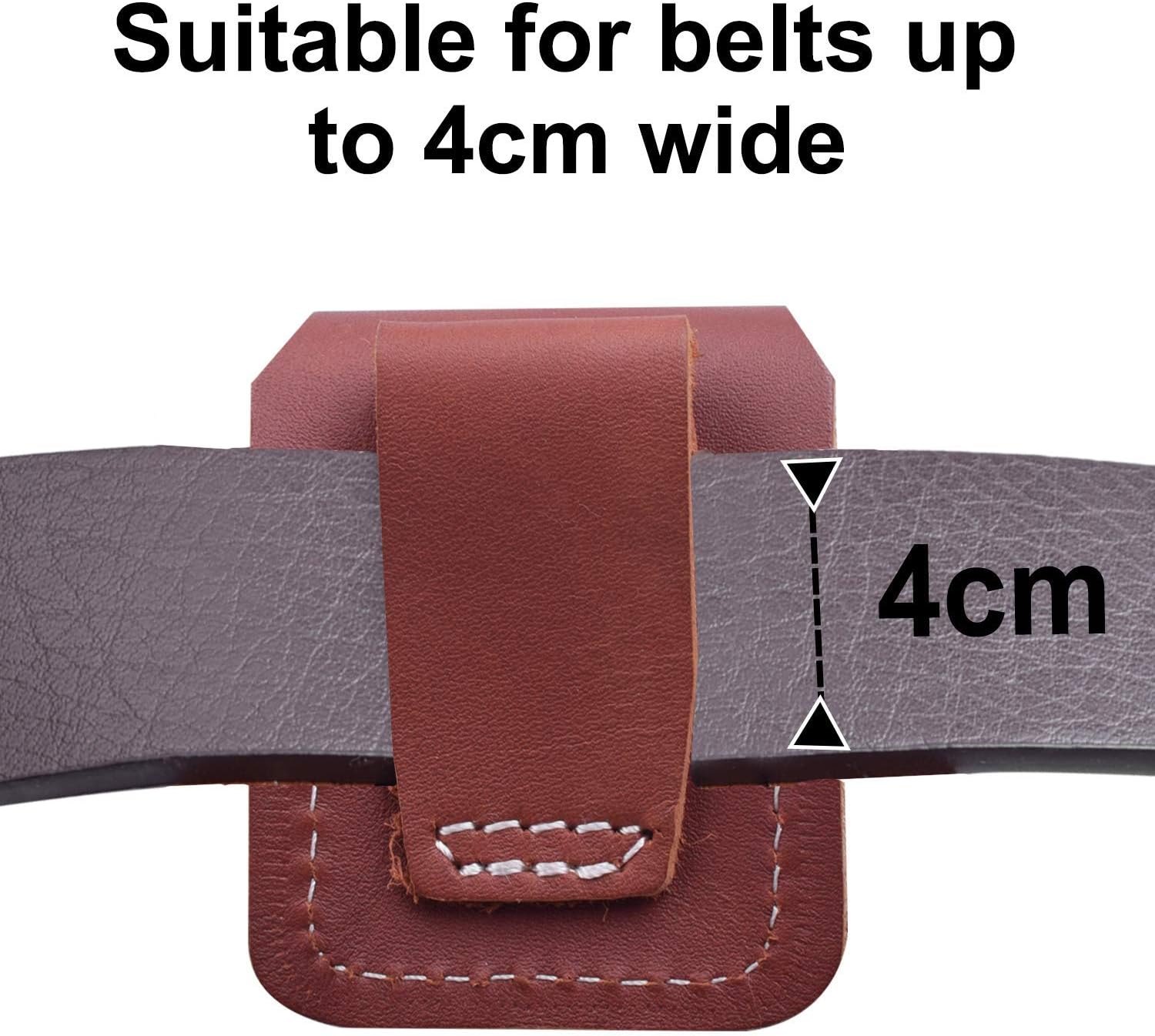 Handmade Fliptop Leather Lighter Pouch Holder Case with Pocket Belt Loop (Retro-Brown)